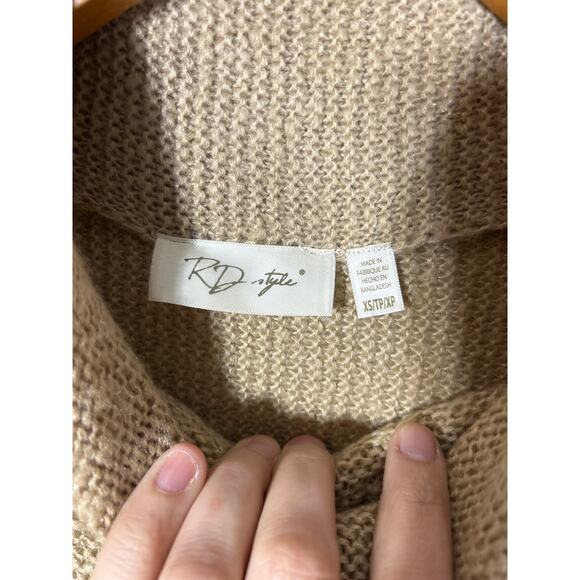 RD Style Turtleneck Sweater Dress XS Tan - Picture 6 of 10